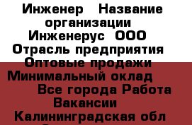 Инженер › Название организации ­ Инженерус, ООО › Отрасль предприятия ­ Оптовые продажи › Минимальный оклад ­ 25 000 - Все города Работа » Вакансии   . Калининградская обл.,Светлогорск г.